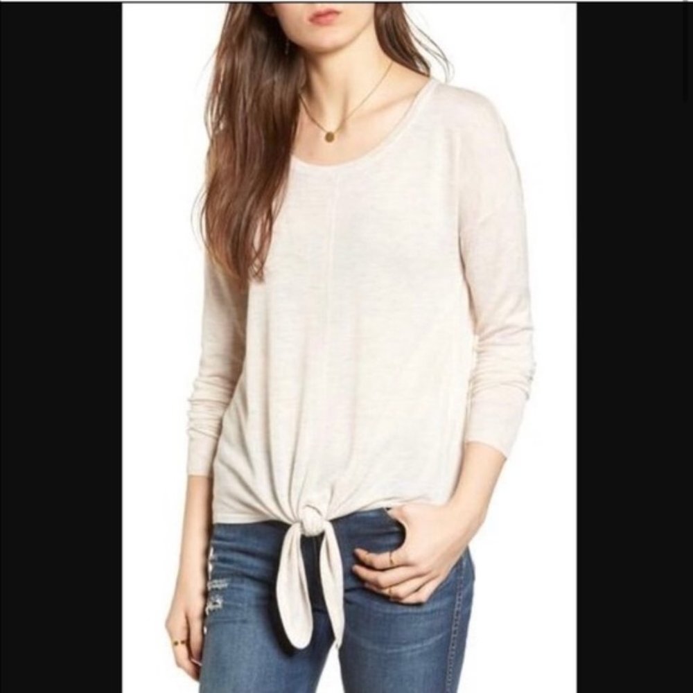 Madewell Cream Tie Front Sweater in Medium
